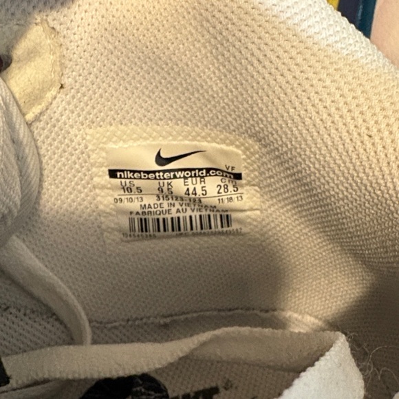 Nike White and Navy High-Top Sneakers with Yellow Sole - Picture 6 of 10